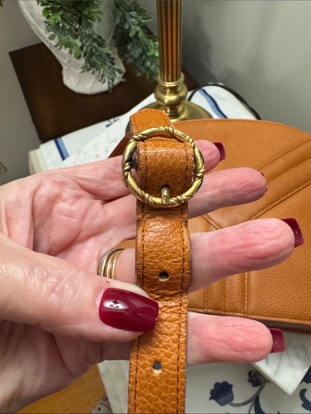 Yves Saint Laurent Women's Tan Crossbody Leather Semi-Circle Shoulder Bag - Picture 11 of 14